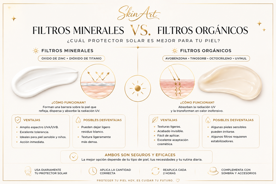 Filtros minerales vs filtros orgánicos: ¿Cuál protector solar es mejor para tu piel?