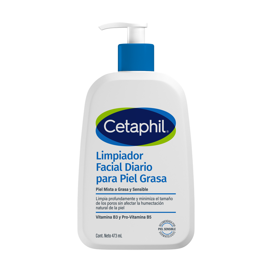 Cetaphil Limpiador Facial Diario para Piel Grasa 473 ml | Limpieza Profunda para Piel Mixta, Grasa y Sensible