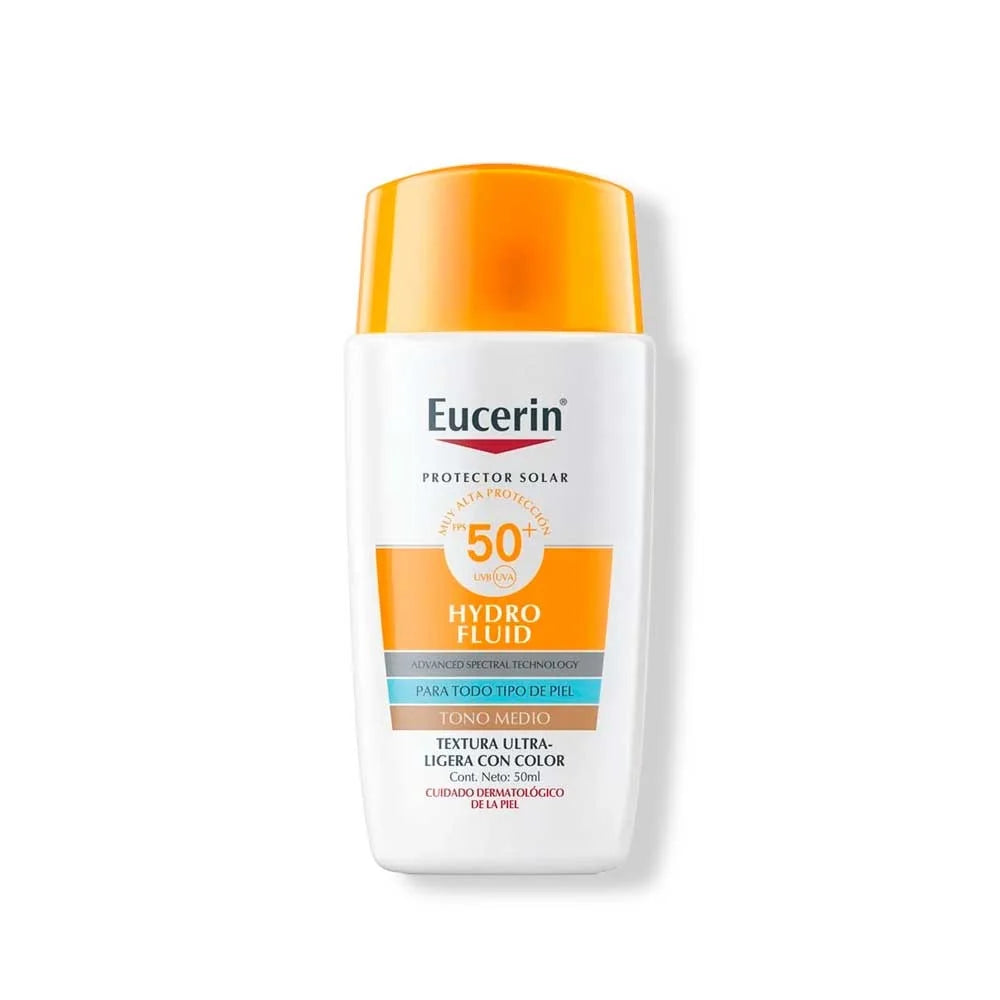 Eucerin Sun Hydro Fluid con Color Tono Claro FPS 50+ 50 ml